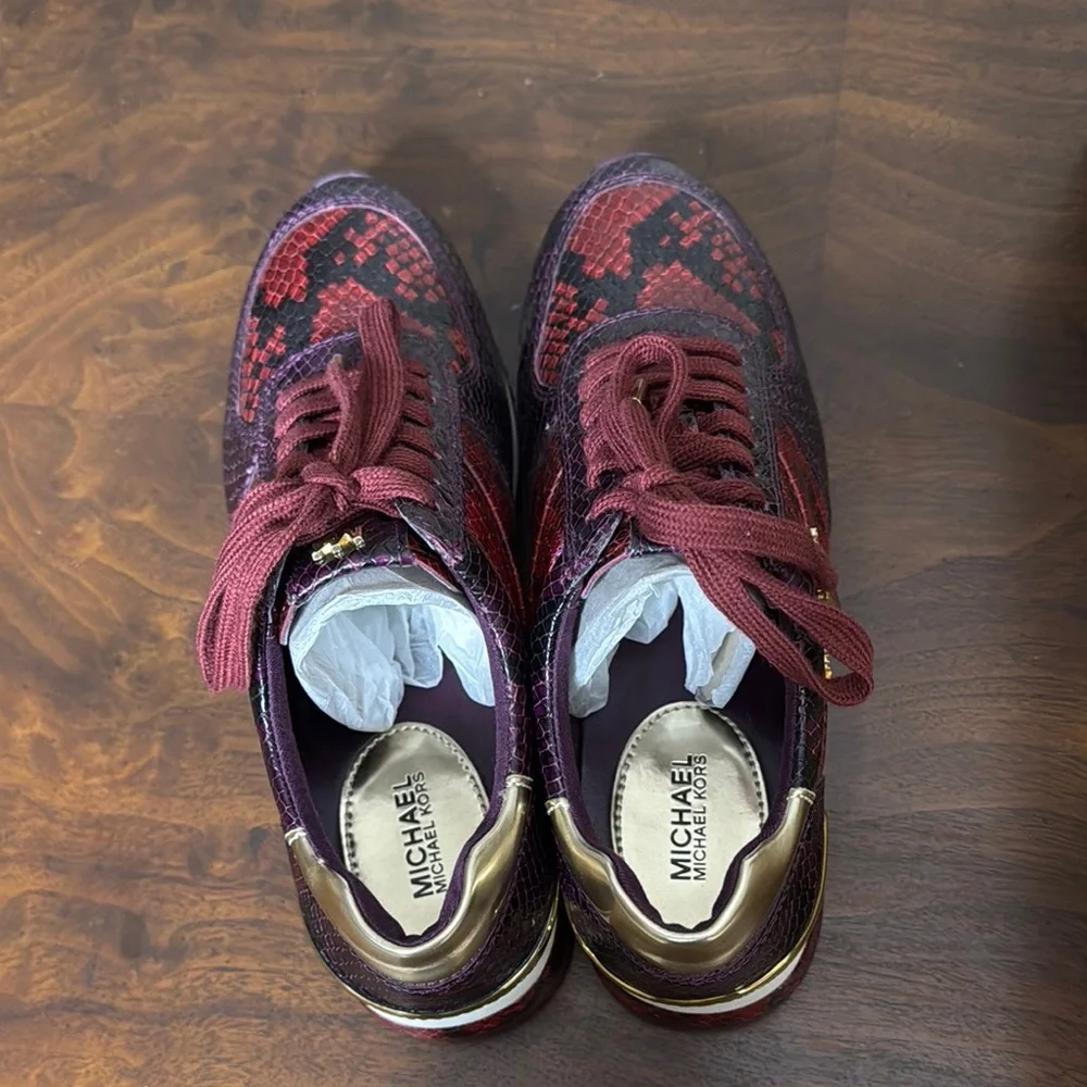 Michael Kors Women's Burgundy Sneakers - Picture 6 of 9